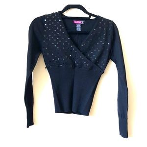 Spun silk Sequined black top